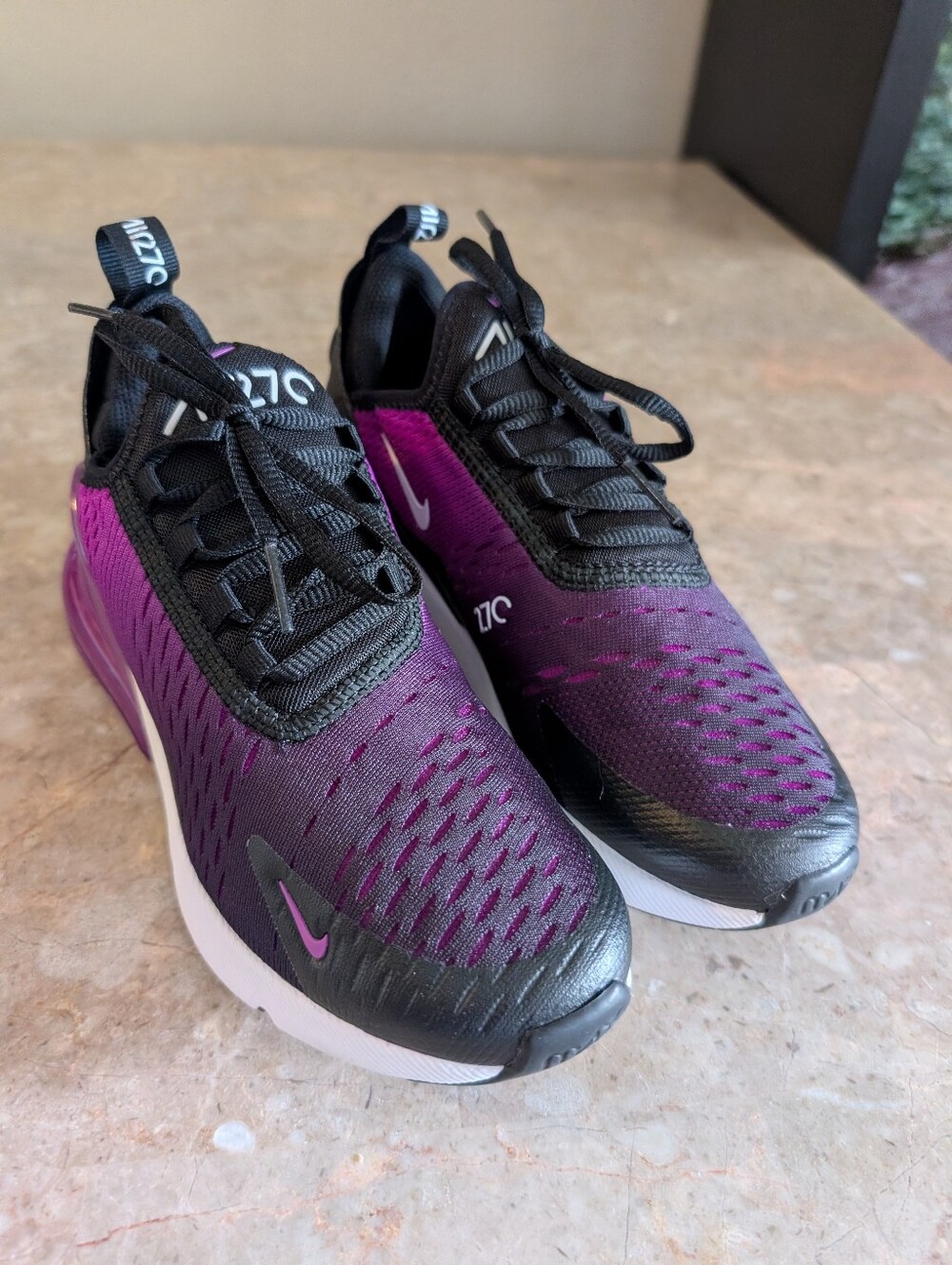 Nike Air Max 270 GS Vivid Purple/Black Running Shoes Youth Size 4Y New No Box - Picture 3 of 10
